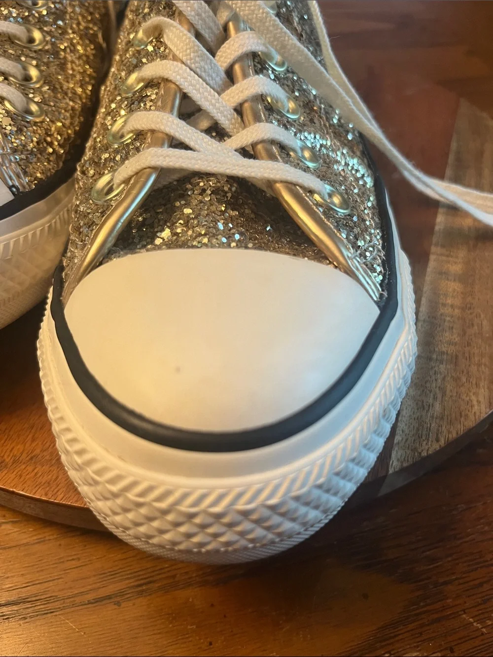 Converse Chuck Taylor Champaign Gold Glitter Low-Top Sneakers